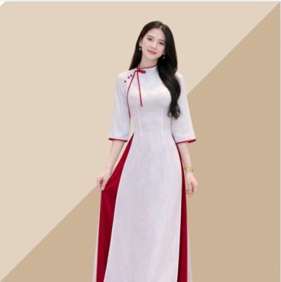 Áo dài lụa gấm đính nơ - Luanang