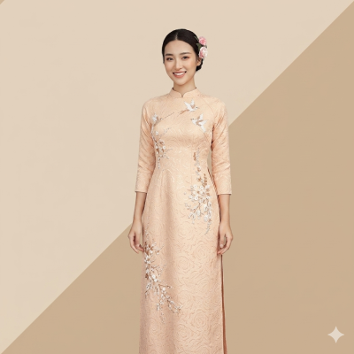 Áo Dài Gấm Hoa Đào - Luanang